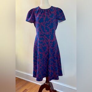 Draper James Navy Red Berry Print A-Line Dress Size 6